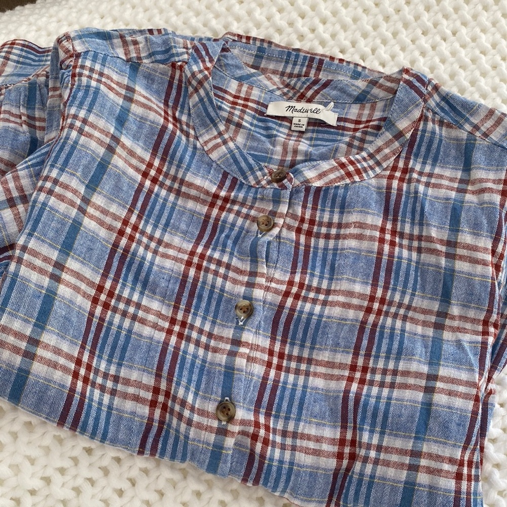 Madewell Small Plaid Five Button Top